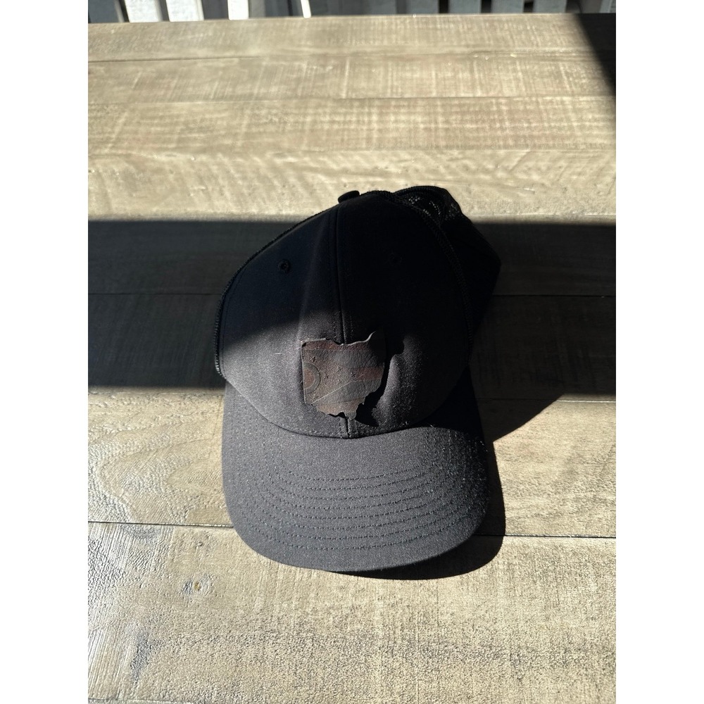 Ohio Leather patch Black Trucker hat